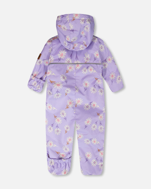 Baby Mid-Season One-Piece Outerwear With Hat Purple Daisy Print - H30W64_3H009