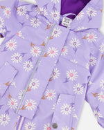Baby Mid-Season One-Piece Outerwear With Hat Purple Daisy Print - H30W64_3H009
