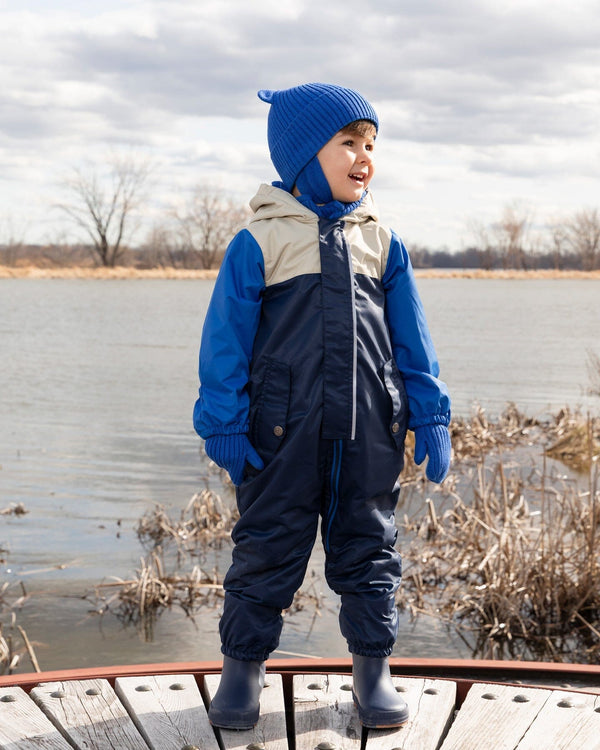 Baby Mid-Season One-Piece Outerwear With Hat Navy Blue - H30W65_04790