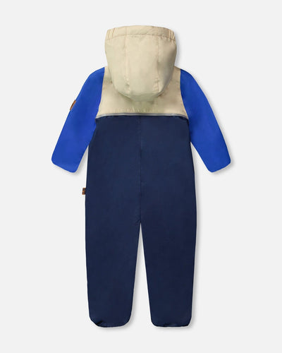 Baby Mid-Season One-Piece Outerwear With Hat Navy Blue - H30W65_04790