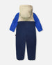 Baby Mid-Season One-Piece Outerwear With Hat Navy Blue - H30W65_04790