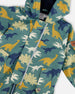 Baby Mid-Season One-Piece Outerwear With Hat Green Dinosaur Print - H30W65_3H028