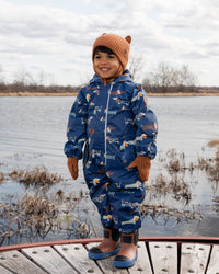 Baby Mid-Season One-Piece Outerwear With Hat Blue Dog Print - H30W65_3H033