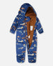 Baby Mid-Season One-Piece Outerwear With Hat Blue Dog Print - H30W65_3H033
