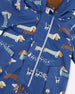 Baby Mid-Season One-Piece Outerwear With Hat Blue Dog Print - H30W65_3H033