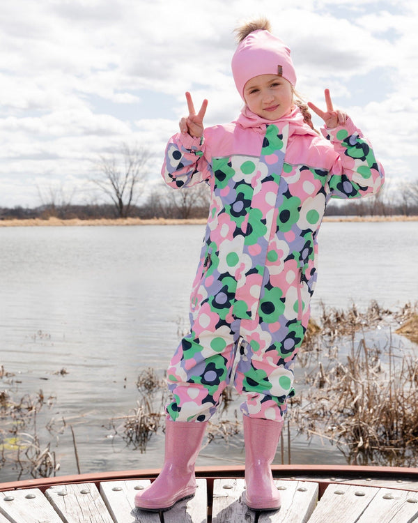 Kids Mid-Season One-Piece Outerwear Black Printed Flowers - H30W70_3H003