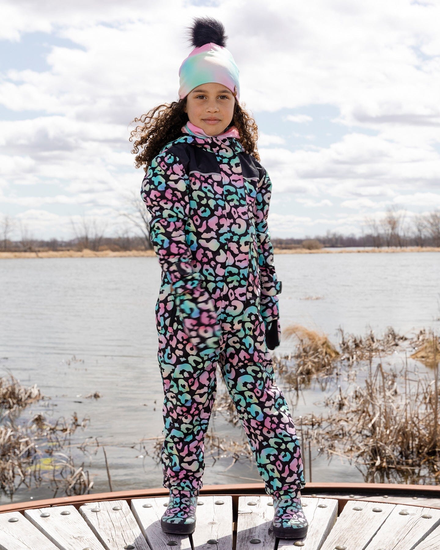 Kids Mid-Season One-Piece Outerwear Black Animal Print - H30W70_3H010