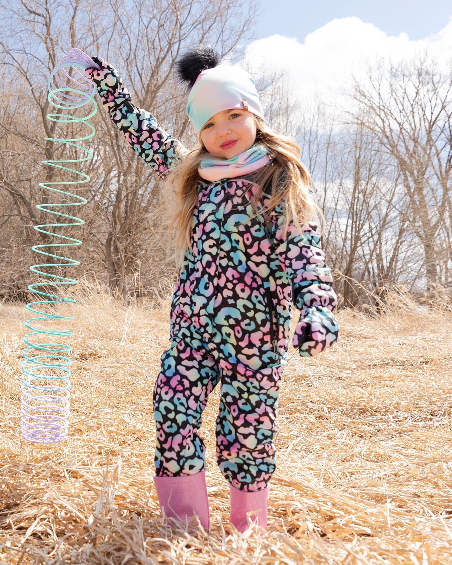 Kids Mid-Season One-Piece Outerwear Black Animal Print - H30W70_3H010