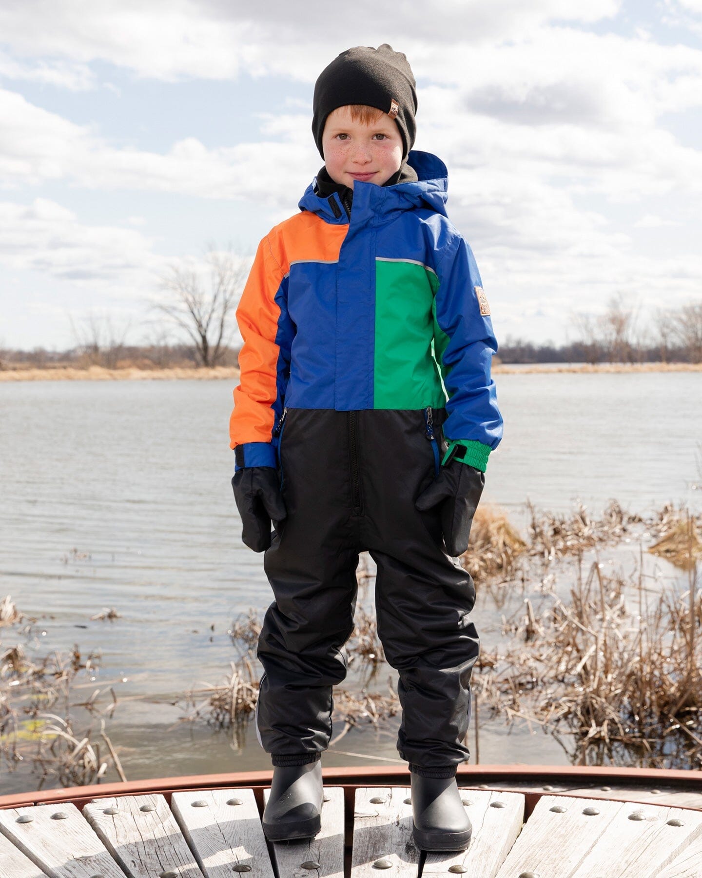 Kids Mid-Season One-Piece Outerwear Royal Blue Colorblock - H30W71_04690