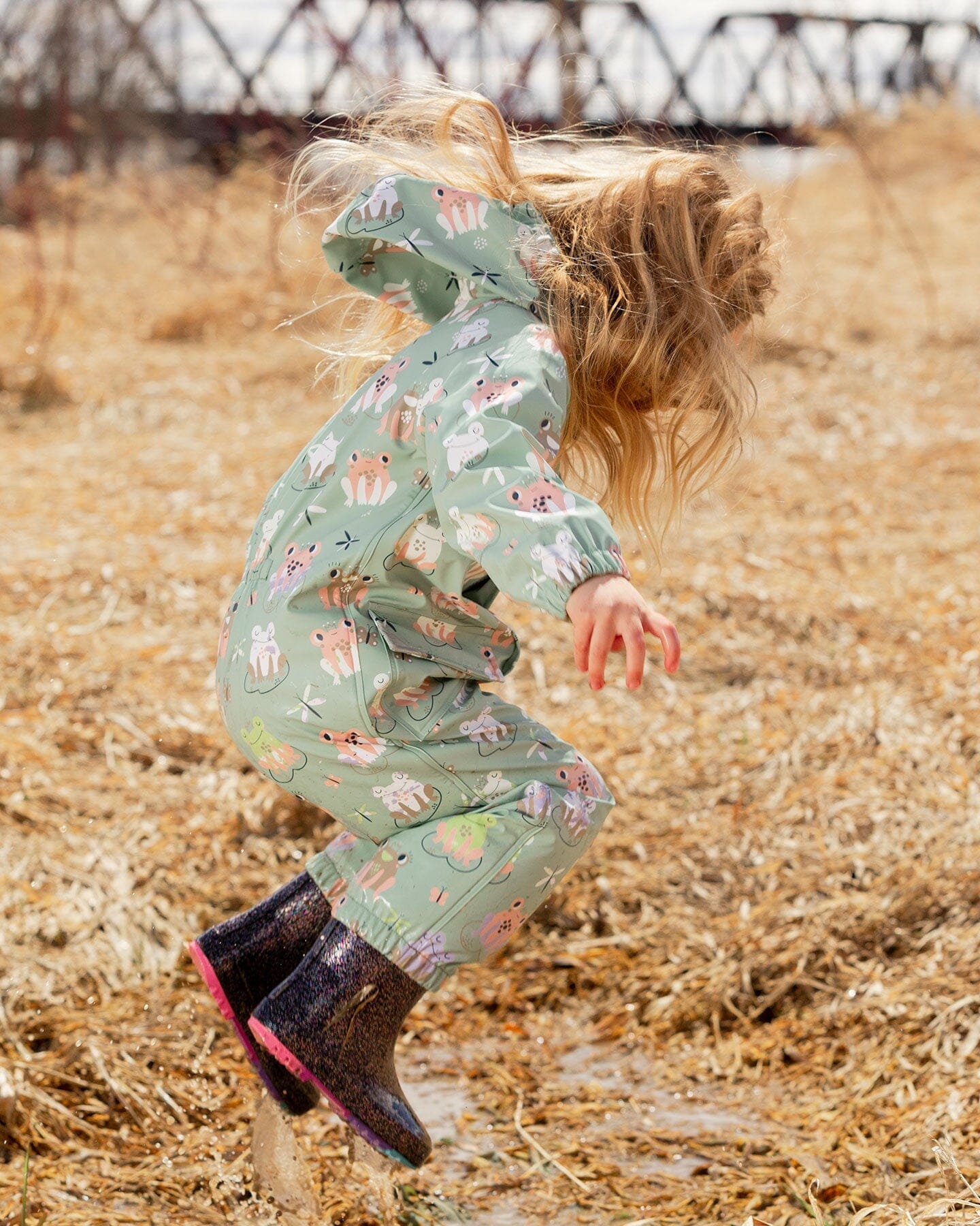 Rain One-Piece In Polyurethane Green Frog Print - H30W72_3H022