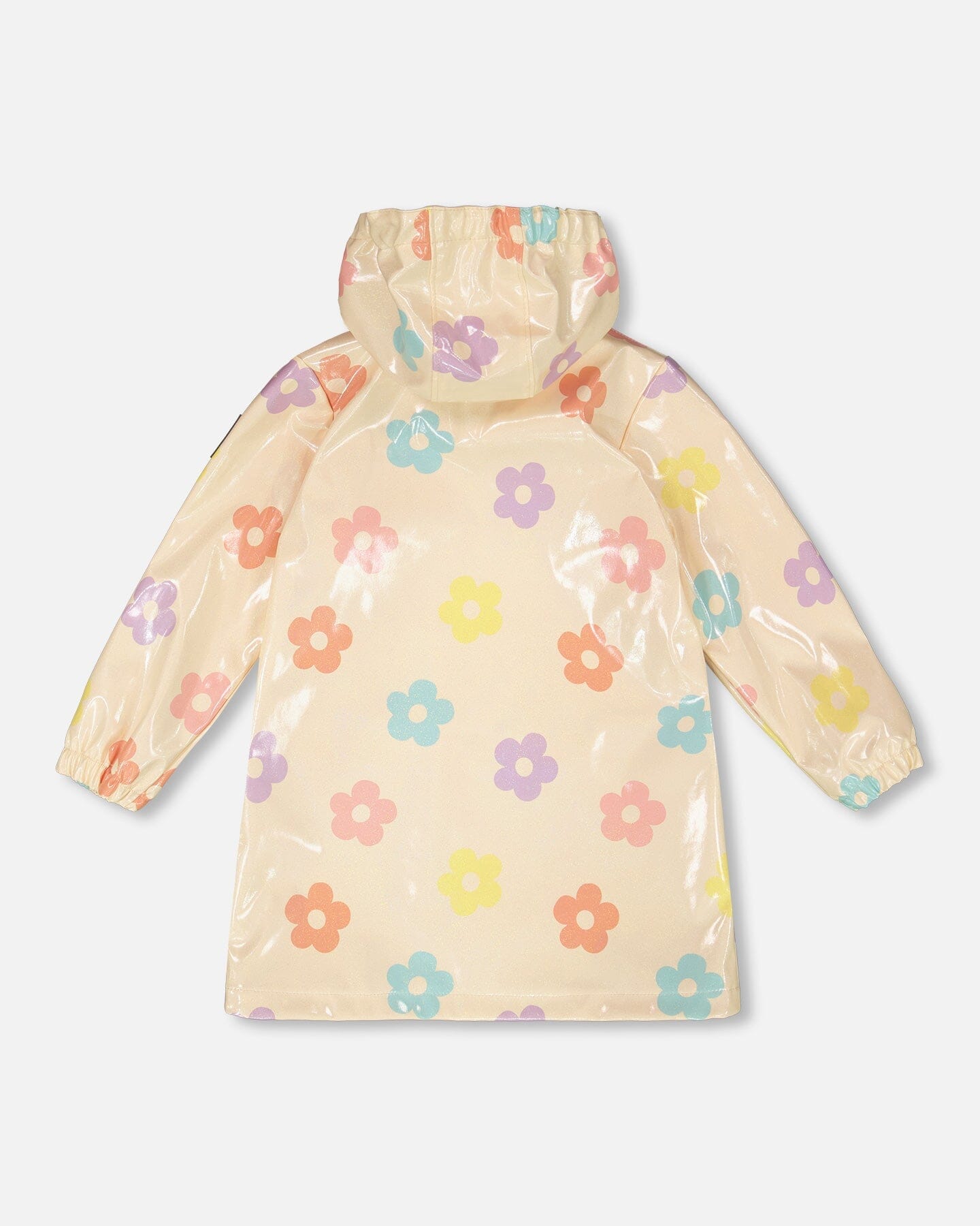 Rain Coat And Hat Set Beige Printed Flowers - H30W98_3H019