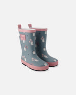 Rain Boots In Natural Rubber Green Cat Print - H30WB10_3H001