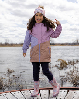 Rain Boots In Natural Rubber Pink Butterfly Print - H30WB10_3H007
