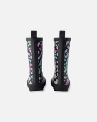 Rain Boots In Natural Rubber Black Animal Print - H30WB10_3H010