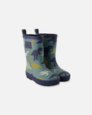 Rain Boots In Natural Rubber Green Dinosaur Print - H30WB10_3H028