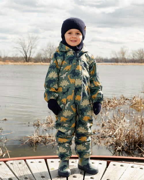 Rain Boots In Natural Rubber Green Dinosaur Print - H30WB10_3H028