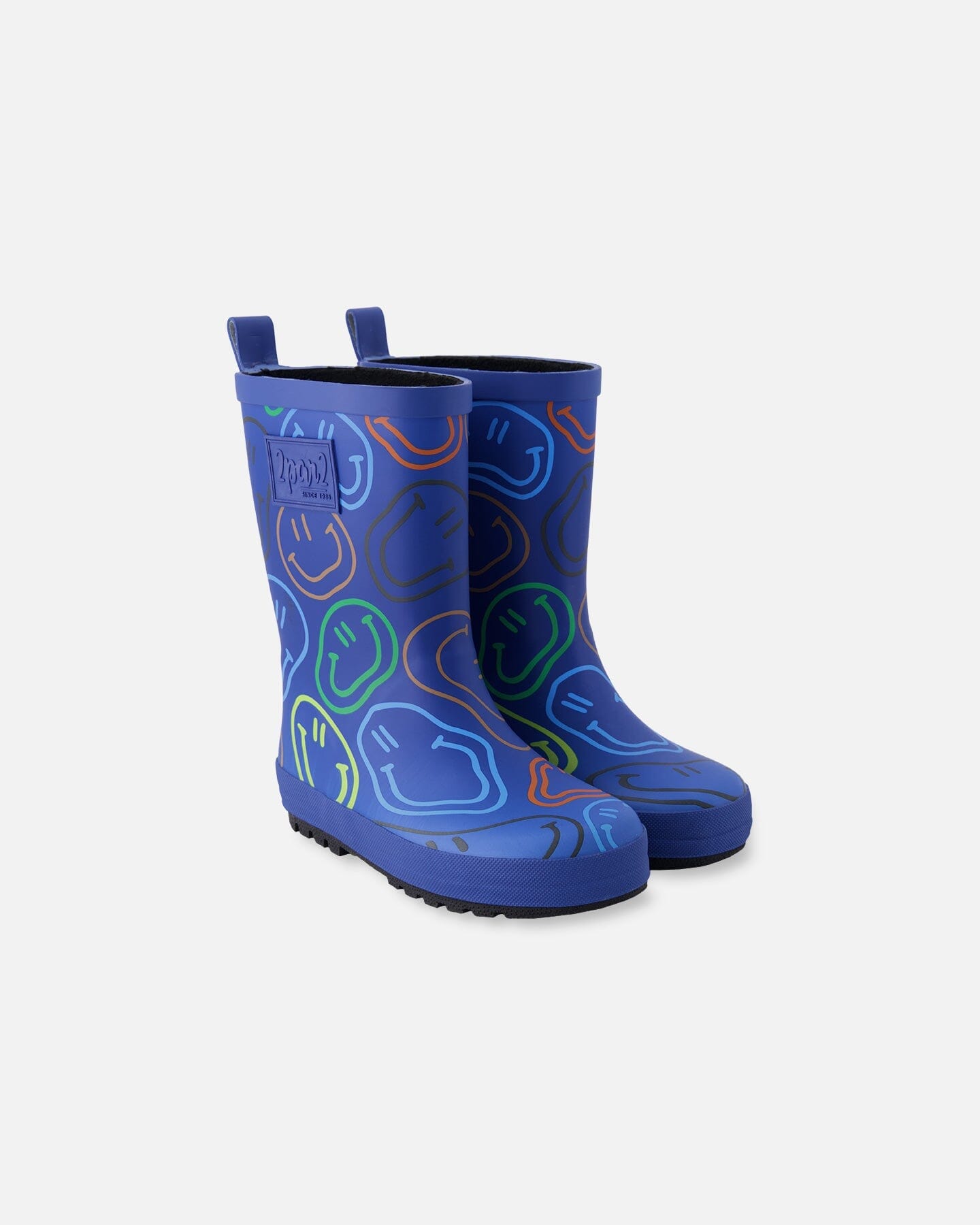 Rain Boots In Natural Rubber Blue Smiley Print - H30WB10_3H030