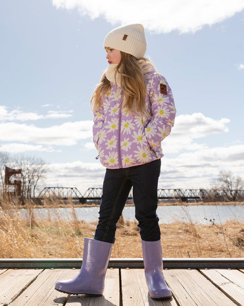 Rain Boots In Natural Rubber Purple Glitter - H30WB10_3H170