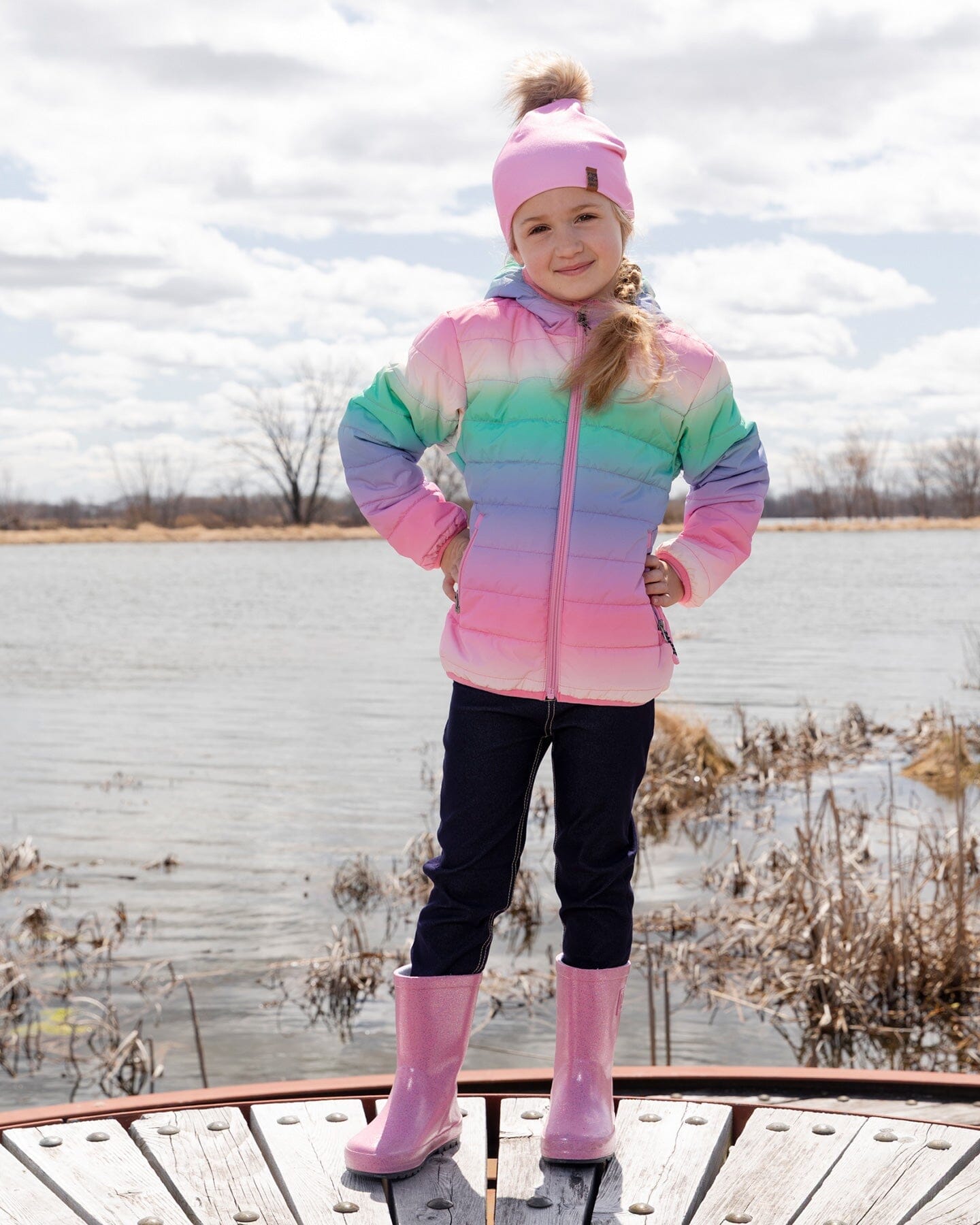 Rain Boots In Natural Rubber Pink Glitter - H30WB10_3H171