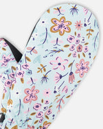 Mid-Season Mittens In Recycled Polyester Blue Mini Flower Print - H30WM201_3H005