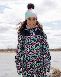 Mid-Season Mittens In Recycled Polyester Black Animal Print - H30WM201_3H010