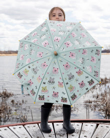 Color-Changing Umbrella Green Frog Print - H30WPR_3H022