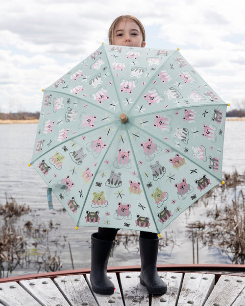 Color-Changing Umbrella Green Frog Print - H30WPR_3H022