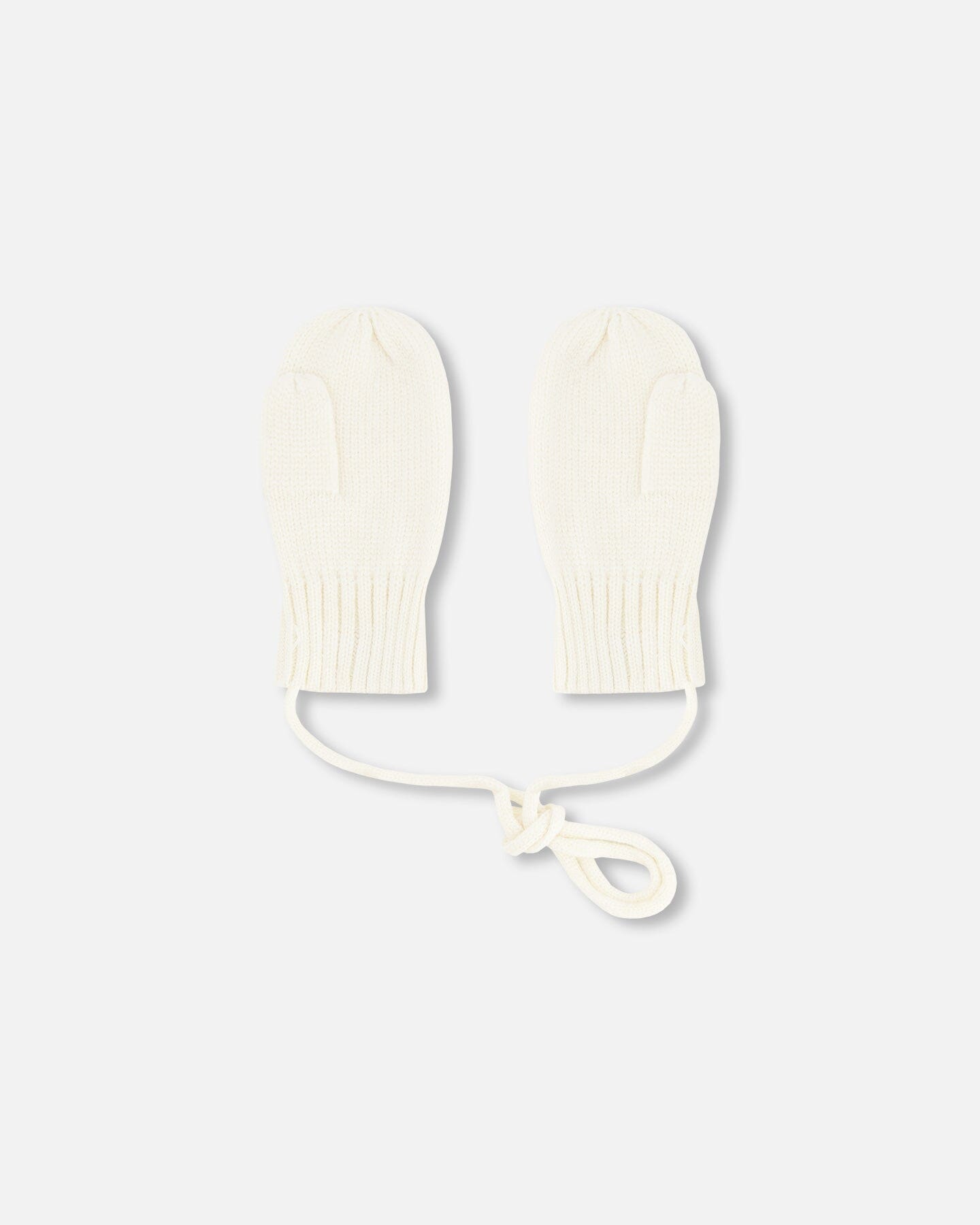 Baby Knit Mittens With Cord Off White - H30WT25_01380