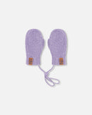 Baby Knit Mittens With Cord Lavender - H30WT25_05002