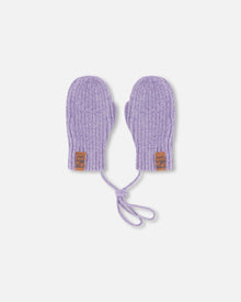 Baby Knit Mittens With Cord Lavender - H30WT25_05002
