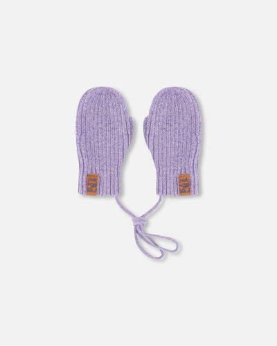 Baby Knit Mittens With Cord Lavender - H30WT25_05002