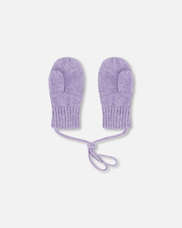 Baby Knit Mittens With Cord Lavender - H30WT25_05002