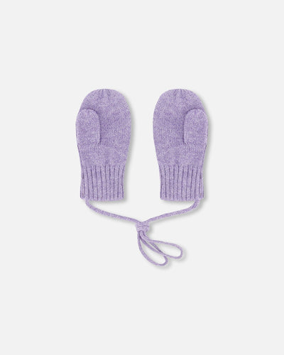 Baby Knit Mittens With Cord Lavender - H30WT25_05002