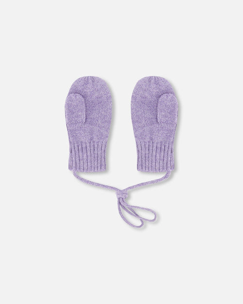 Baby Knit Mittens With Cord Lavender - H30WT25_05002