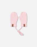 Baby Knit Mittens With Cord Pale Pink - H30WT25_06003
