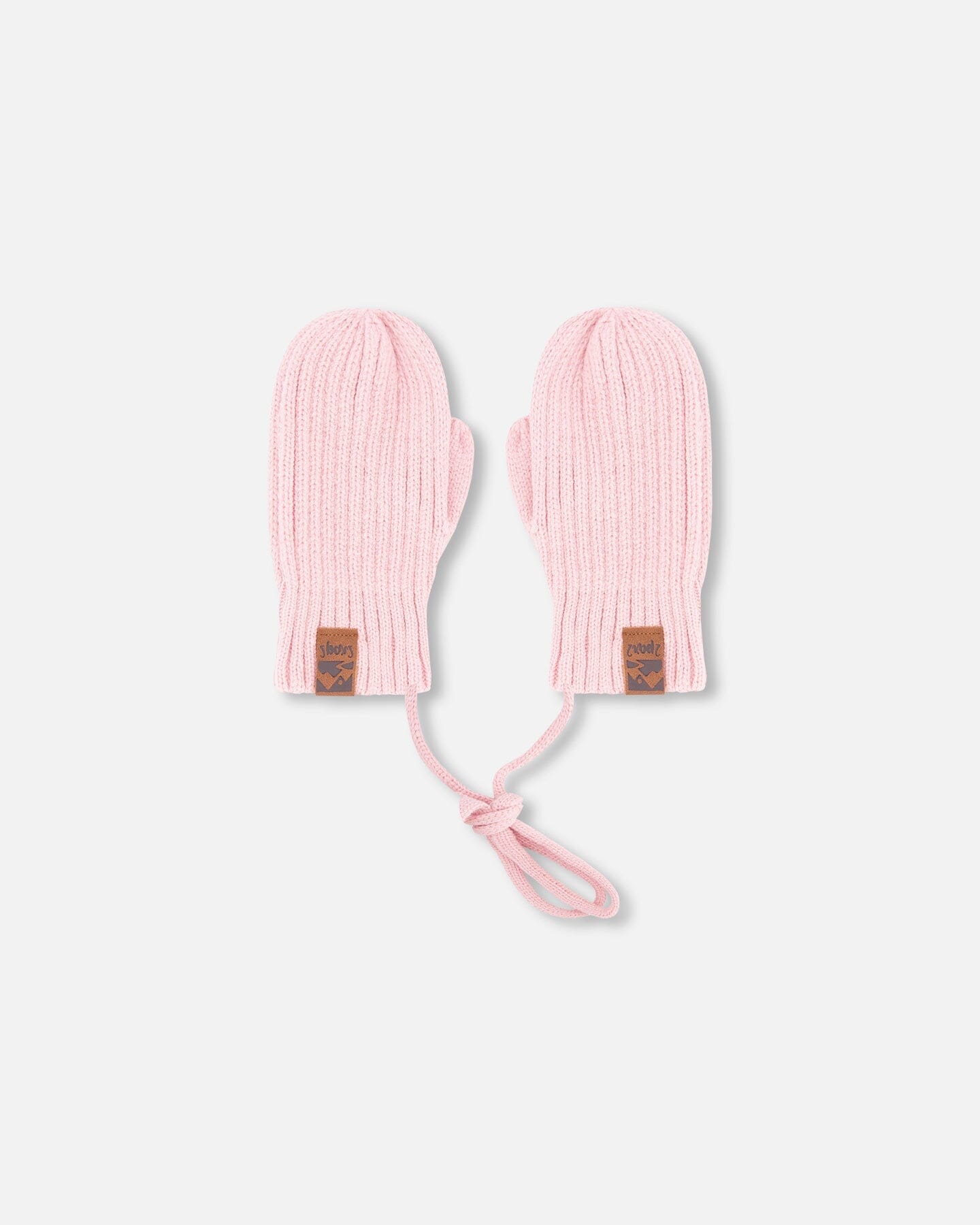 Baby Knit Mittens With Cord Pale Pink - H30WT25_06003