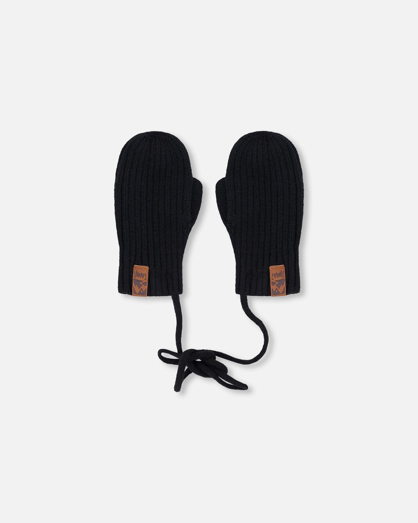 Baby Knit Mittens With Cord Black - H30WT25_09990