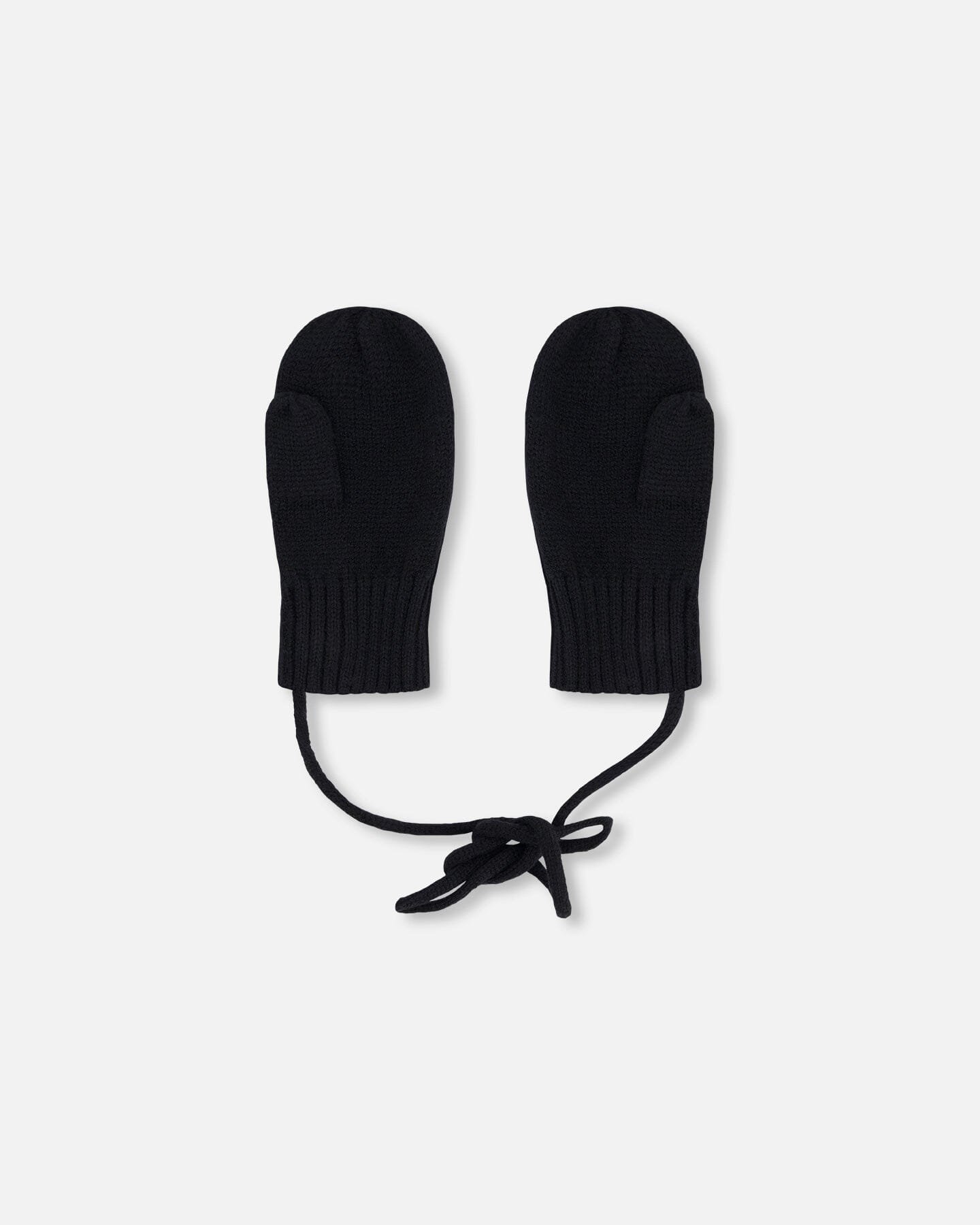 Baby Knit Mittens With Cord Black - H30WT25_09990