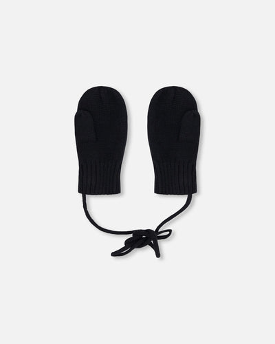 Baby Knit Mittens With Cord Black - H30WT25_09990