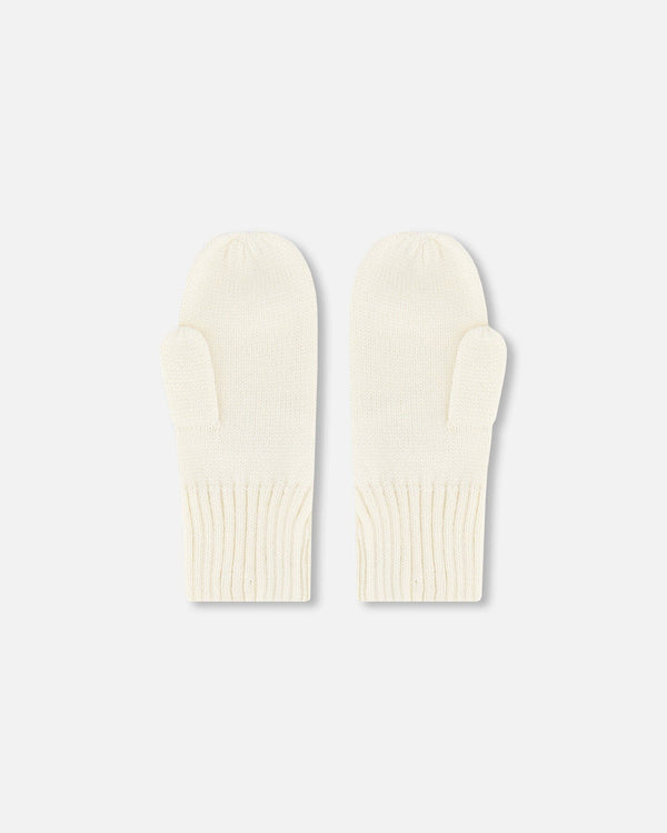 Ribbed Knit Mittens Off White - H30WT26_01380