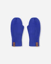 Mitaines côtélées en tricot bleu royal