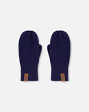 Ribbed Knit Mittens Navy Blue - H30WT26_04790