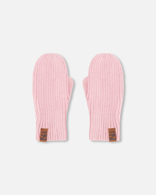 Ribbed Knit Mittens Pale Pink - H30WT26_06003