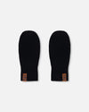 Ribbed Knit Mittens Black - H30WT26_09990