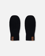 Ribbed Knit Mittens Black - H30WT26_09990