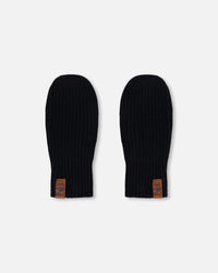 Ribbed Knit Mittens Black - H30WT26_09990