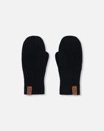 Ribbed Knit Mittens Black - H30WT26_09990