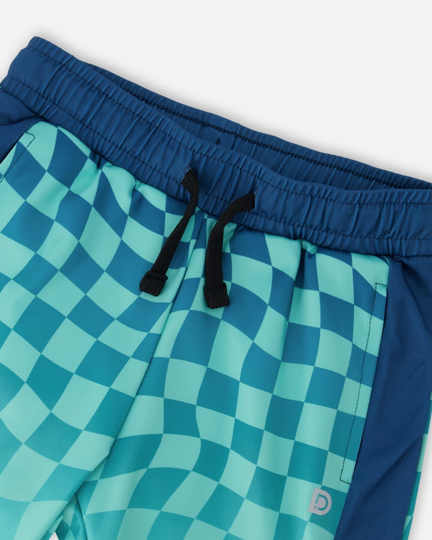 Athletic Shorts In Recycled Polyester Teal Printed Checkerboard - H30XB26_3H190