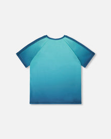 Short Sleeve Athletic Top In Recycled Polyester Teal Gradient - H30XB70_3H191