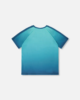 Short Sleeve Athletic Top In Recycled Polyester Teal Gradient - H30XB70_3H191